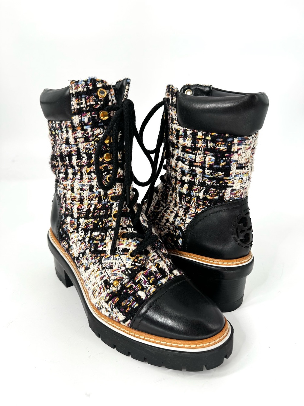 Tory Burch Miiler Combat Boots Tweed New